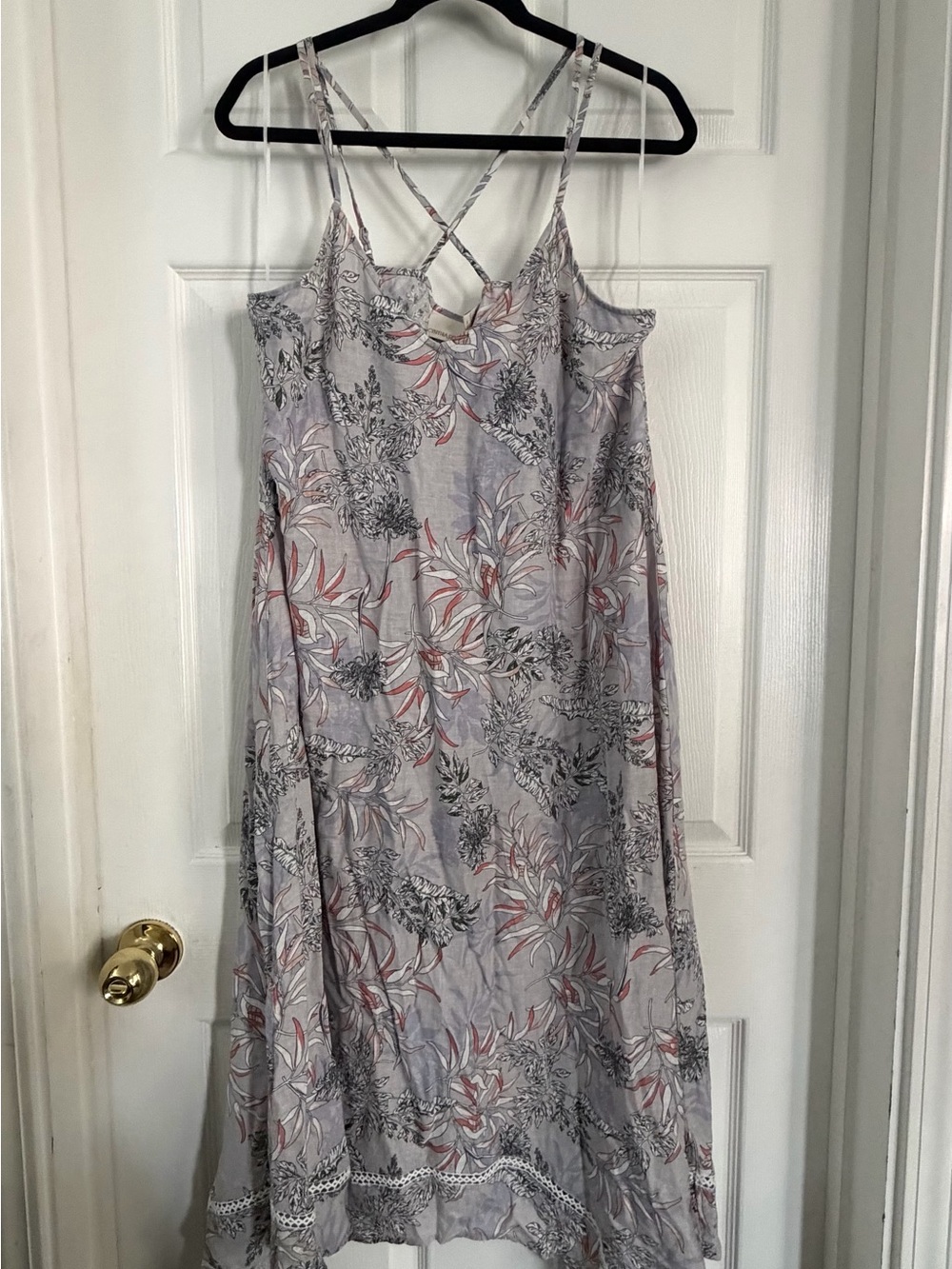 Cynthia Rowley Lavender Floral Maxi Slip Dress with Crisscross Straps